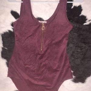 maroon/plum suede bodysuit